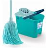 DIVINE GENIUS Blue Dolphin - Mop con bastone pieghevole e secchio da 14 l, set di pulizia sostenibile con microfibra riciclata, ideale per casa e pavimenti