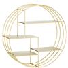 Baroni Home MensolA da Muro, Mensole Design Rotonda, Mensola da Parete con 4 Ripiani, Portaoggetti in Metallo da Appendere in Camera da Letto,Soggiorno,Ufficio e Cucina 48x16x48 cm, Oro