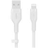 Belkin BoostCharge Flex Cavo da USB Type A a Lightning in silicone (3 m), cavo di ricarica certificato MFi per iPhone 14/14 Plus, 13, 12, Pro, Max, mini, SE, iPad e altri - Bianco