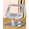 Generic Supporto per tablet da scrivania, girevole a 360°, regolabile, supporto pieghevole in alluminio per tablet iPad Pro, Air, Mini, Samsung Galaxy Tabs e altro (4-13 in) (argento)