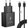 VoltWave Caricatore rapido per Samsung Galaxy, 25 W, USB C, per Samsung Galaxy S24, S23, S22, S21, S20fe, S10, S9, S8, A54, A53, 5g, A52, A51, A50, A34, A33, A13, cavo di ricarica rapida da 2 m, alimentatore