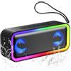 IKT Cassa Bluetooth Potente Portatile con Luci, Speaker Bluetooth 5.4, 30W Basso Potenziato, IPX7 Impermeabile, 7 Luci RGB, 30 Ore Autonomia, Altoparlante Bluetooth per Party, TWS AUX TF-Card