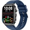 Jectse Smart Watch, Schermo HD da 2,04 Pollici, Monitor della Salute per Tutte le Condizioni Atmosferiche, 100 modalità Sport, Chiamate BT, Impermeabile IP68, con Torcia e (Cinturino in silicone blu)