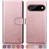 SUANPOT progettazione per Google Pixel 11 Pro XL 6.8 Blocco RFID Portafoglio Slot CarteSupporto Cellulare Magnetica custodia Pelle Sintetica Cover per Pixel 11 Pro XL Oro Rosa