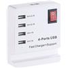 revolt Caricatore USB da scrivania a 4 porte con supporto per smartphone, 2x 2,1 A + 2x 1 A