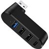 Quvxzy Hub a 4 porte USB multipla 3.0(90°/180° rotante), 3 porte USB+1 porta USB-C,Alimentatore portatile per computer portatile, auto, MacBook,tastiera,stampante,audio