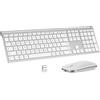 seenda Set tastiera e mouse wireless, ultra sottile e alluminio, QWERTZ | Tastiera wireless 2,4 G con mouse, ricaricabile, per PC Windows, laptop e Smart TV