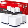 Mercusys Halo H1900G - Set Wi-Fi in rete (confezione da 3), router e ripetitore Dual Band AC1900, 3 porte gigabit per ogni unità, consigliato per case con 3-5 camere da letto, app MERCUSYS