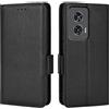 Topme Custodia in Pelle per Motorola Moto Edge 50 Fusion (6.7 Inches), [ Cover per Telefono Serie Modello Litchi Semplice] - Nero