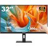 Prechen 32 Pollici Gaming Monitor Touchscreen 3840×2160p,144Hz,400cd/m² | Monitor PC 4K con USB-C/B/A, DP e HDMI, Supporto Regolabile in Altezza, Rotazione e Inclinazione