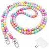 TLDBATICE Collana Cellulare Perline Colorate 120 cm, Tracolla con Patch Universale | Tracolla per cellulare perline lucide, leggera e resistente, per cover integrali, per shopping, viaggi, passeggiate, festival