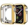 REY Pack 3X Cover in Gel TPU Trasparente per Apple Watch Series 4 - Series 5 - Series 6 - SE 44mm, Colore Oro, Ultra Sottile 0,33 mm, Morbido Flessibile, Custodia Silicone