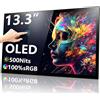 MAFNKOU Schermo tattile portatile OLED da 13,3 pollici, display da viaggio HDR 1080P, 500 linee, secondo monitor esterno ultra sottile per laptop, Mac, PC, Android, telefono/tablet (senza tocco)