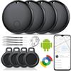Ajblg Android Smart Tag, Tracker con Google's Find Hub (Solo Android), IP68 Impermeabile, Bluetooth Localizzatore con Custodia Protettiva, Trova Oggetti per Chiavi/Bagagli/Portafogli, 4 Nero