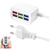 Eltichorix Caricatore USB a 6 porte, caricabatterie intelligente da 12 W, stazione di ricarica multipla per fino a 6 dispositivi, ideale per casa, ufficio e viaggi, compatibile con smartphone, tablet