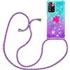 YAMCCCSE Custodia con Cordino per Xiaomi Redmi Note 11 PRO Plus+ 5G,Liquid Quicksand Cover con Collana Practical Stylish,Silicone Liquido Antiscivolo Case per Cellulare Girocollo，Blu + Viola