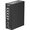 D-Link DIS-100G-06P Switch Industriale Gigabit PoE Non Gestito a 6 Porte - 4 Porte PoE+ (120W), 2 SFP, IP40, -40~75°C, Senza Ventola, Montaggio su Guida DIN, Doppio Ingresso di Alimentazione