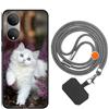 vingarshern Cover Compatibile con Honor X7 Custodia in Silicone Sottile,Case Antiurto e Antigraffio con Motivo+1×Catena/Cordino per Cellulare,Gatto bianco