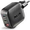 NGS Caricatore a muro NGS BUD 100W TINY-Ultra-fast GaN, 100W con 3 porte: 2 USB-C+1 USB-A, per mobile, tablet e laptop