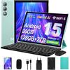 SKYEGG Tablet 10 Pollici con Tastiera e Mouse,Espandibile a 2TB, Processore Octa-Core, Wi-Fi 6, Widevine L1, Android 15 con Gemini AI, 30GB RAM + 128GB ROM verde chiaro