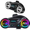 Greatzer 2 Pezzi Interfono Moto Bluetooth 6.0 Casco Moto Auricolare Casco Moto | 2-Rider Intercom,Vivavoce,Auto Answer,Dual Phone Pairing,Music Intercom Mix,Music Share,RGB Luce,DSP&CVC Noise Reduction,FM