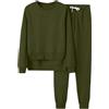 MaNMaNing Tuta Casual Donna in Pile con Top a Collo Rotondo e Pantaloni Completo Due Pezzi Morbida Calda Autunno Inverno Confortevole Stilosa Casa Tempo Libero Ideale per Serate in Famiglia Tuta