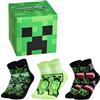MINECRAFT Calzini Divertenti Bambino, Confezione da 3 o 4 Paia Morbido Creeper Calze Calde Polpaccio, Idea Regalo per Gamer(Verde Cubo/3 Pacco, 31/36 EU)