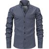 Foweknow Camicia da uomo a maniche lunghe, a quadretti, con colletto a risvolto, per l'estate, casual, per il tempo libero, con tasche, traspirante, leggera
