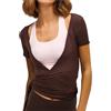 AKDJGFP Scaldacuore Danza Donna Magliette da Yoga Casual Slim Fit da Donna, Magliette da Allenamento, Top con Laccetti, Scollo a V Profondo, Maniche Corte