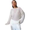 NAMLAY Maglione estivo da donna, taglio ampio, oversize, a maniche lunghe, in tessuto a rete, per le vacanze