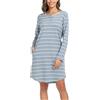 Lovasy Camicia da Notte Donna in Cotone Invernale Scollo Rotondo | con Maniche Lunghe Vestito Pigiama Lungo Bottoni Davanti Morbida e Confortevole Sottoveste con Tasche