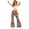 Fun Shack Pantaloni Hippie Donna, Costume Anni 70 Halloween Donna | Pantaloni a Zampa, Stampa Multicolore Anni 70, Vita Elastica, Perfetto per Halloween, Ideale per Travestirsi