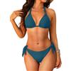 Aqua Eve Bikini a triangolo con allacciatura al collo, costume da bagno a due pezzi a vita bassa