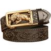 Morain Cintura in pelle classica da uomo con fibbia automatica e accessori da uomo moderni intagliati con fibbia animale