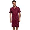 Henry Terre Hanno - Camicia da notte da uomo con colletto a camicia, a maniche corte, taglia M-3XL, fantasia con tasca sul petto, stampa grafica