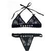 GOOBRRL Set Reggiseno Perizoma con Nome Personalizzato per Donne Set Reggiseno e Mutandine con Nome per Donne