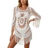 SEDASHUN Vestito da spiaggia da donna, estivo, lavorato a maglia, all'uncinetto, con nappe, costume da bagno per bikini, costume da bagno, trasparente, protezione solare