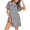 Wikoan Camicia da Notte Donna,Corto Vestito da Notte a Manica con Bottoni,Notte Donna con Tasche S-XXL