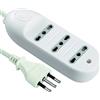 Electraline 62007 Multipresa con Cavo, 1.5 mt, 3 Prese Bivalenti, Bianco