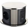 Electraline 62571 Presa multipla retrattile/da tavolo/ a 3 vie (2 USB 3.1A: 1 tipo A+1 tipo C 15,5 W, cavo da 2 m), integrata per presa multipla da piano di lavoro, D 120 mm