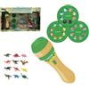 Lexibook, Proiettore di storie e Torcia Luminosa, Crea Fino a 3 storie con 24 Immagini di Dinosauri, 12 Figurine di Dinosauri Incluse, Giallo/Verde, LTC045ZLXB