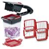 Genius Nicer Dicer Quick XXL A27165 - Set di 7 tritatutto con 3 inserti intercambiabili e contenitore di raccolta da 320 ml in formato manuale, 30 cubetti o 10 dischi con un clic, in acciaio INOX