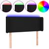 vidaXL Testiera LED nera 93x16x78/88 cm Tessuto