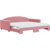 vidaXL Lettino allungabile con materassi rosa 100x200 cm in velluto