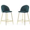 Idea New Garden Srl Set di 2 sgabelli da interno in velluto imbottito con gambe in metallo - design moderno ed elegante, ideale per isole cucina e zone pranzo - SARA XL - Blu petrolio/Oro