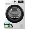 Hisense DHQE800BW2 Asciugatrice A Pompa Di Calore, 8 Kg, Classe D, Oblò Nero, Big Display, 16 programmi, Refresh