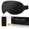Mujigaga Mascherina per Dormire, Maschera Pressione Oculare Zero, Mascherina Occhi 3D per Bloccare la Luce Maschera Notte Morbido per Uomini e Donne per il Viaggio/Sonno, Include due Tappi Auricolari