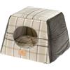 Ferplast Casetta per gatti da interno EDINBURGH, Cuccia con cuscino, Lettino per gatti, Scozzese, Soffice velluto, Lavabile, 44 x 44 x h 33 cm, Marrone