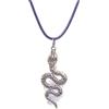 NILUXE DESIGN-Collana pendente serpente argento zamak bronzo o argento antico - Pendente serpente uomo donna argento - serpente grande amuleto con cordino nero o marrone