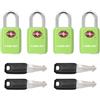 SURE LOCK Lucchetto per bagagli approvato TSA, con una chiave per aprire tutto, compatto e resistente, in lega di zinco, con gancio in acciaio, con chiave uguale (4 serrature verdi, formato mini per